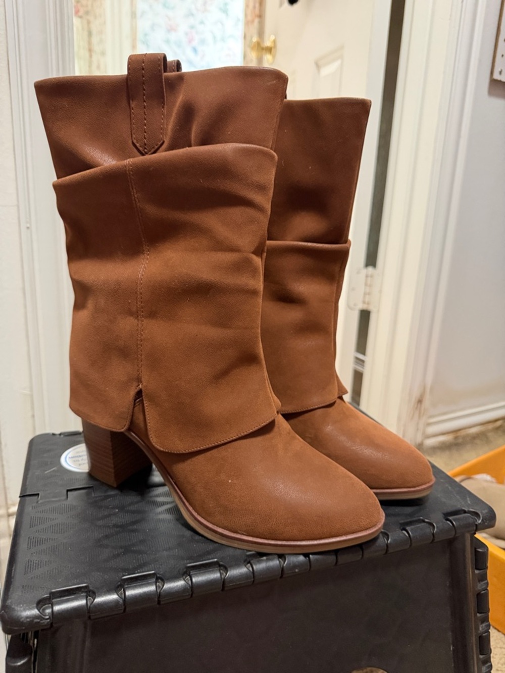 MIA Chestnut Slouch Mid-Calf Block Heel Boots